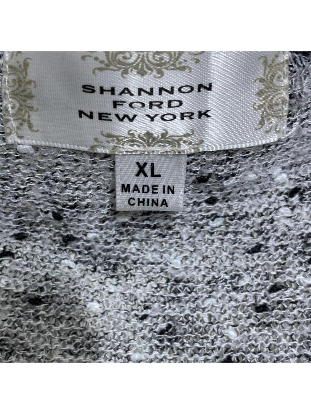 Shannon Ford New York Cardigan Womens XL Grey Marled Open Front Waterfall Knit - Picture 2 of 7